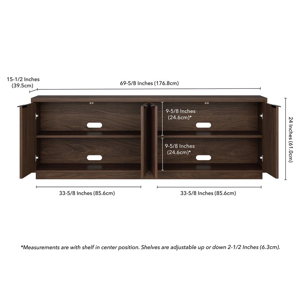 Mansfield Rectangular TV Stand for TV's up to 78" in Alder Brown