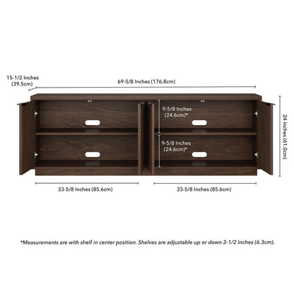 Mansfield Rectangular TV Stand for TV's up to 78" in Alder Brown