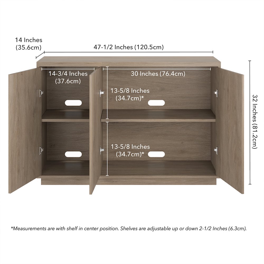 Alston 48" Wide Rectangular Buffet Table in Antiqued Gray Oak