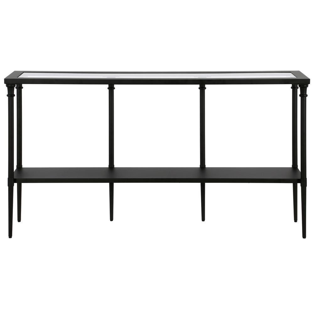 Nellie 55'' Wide Rectangular Console Table with Metal Shelf in Blackened Bronze
