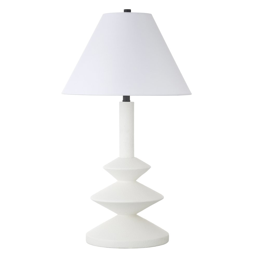 Abilene 28" Tall Triple Gourd Lamp with Fabric Shade in Matte White/White