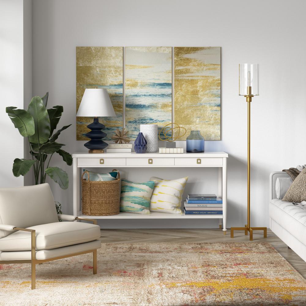Panos 66.25" Tall Floor Lamp with Glass Shade in Brass/Clear
