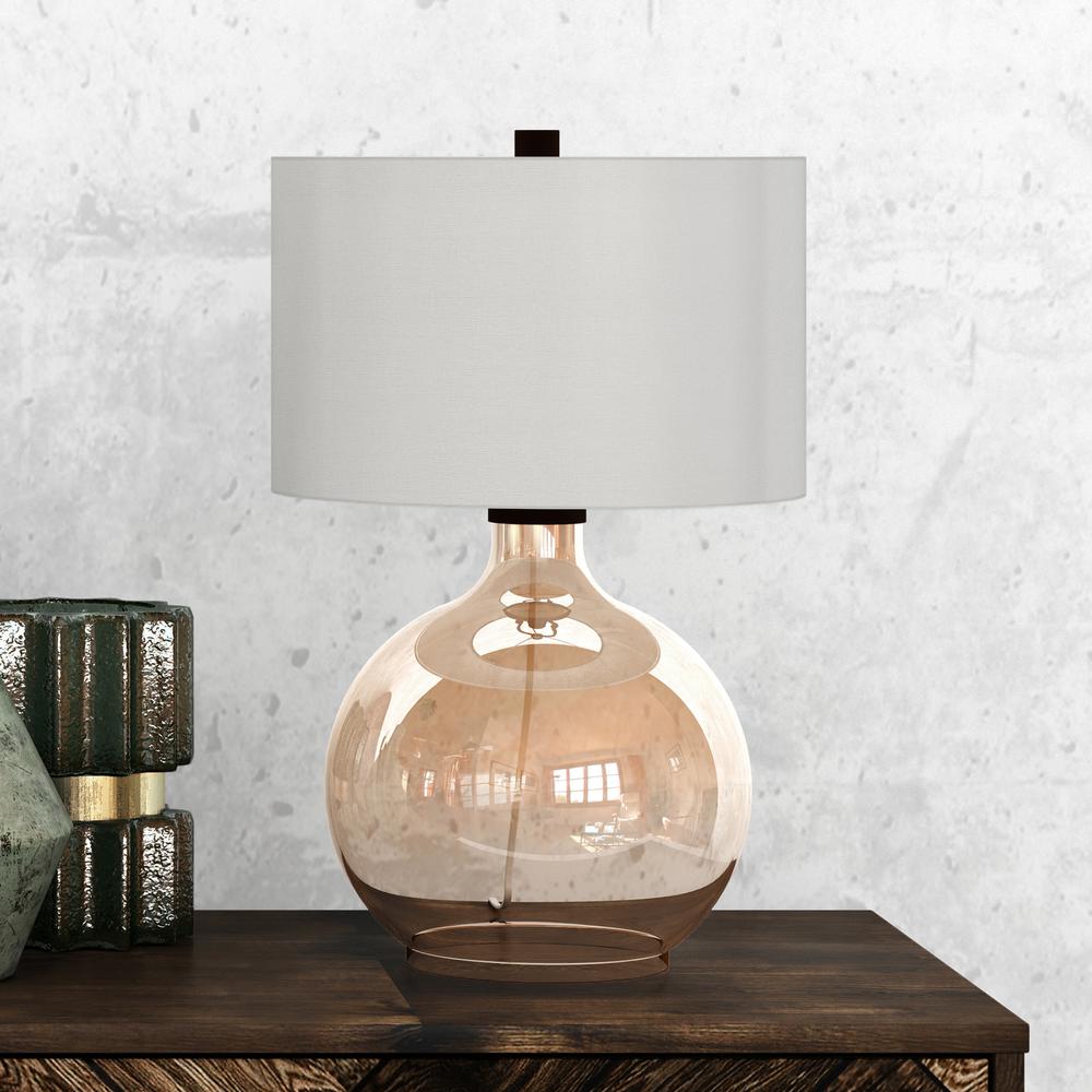 Laelia 24.75" Tall Table Lamp with Fabric Shade in Gold Luster Glass/White