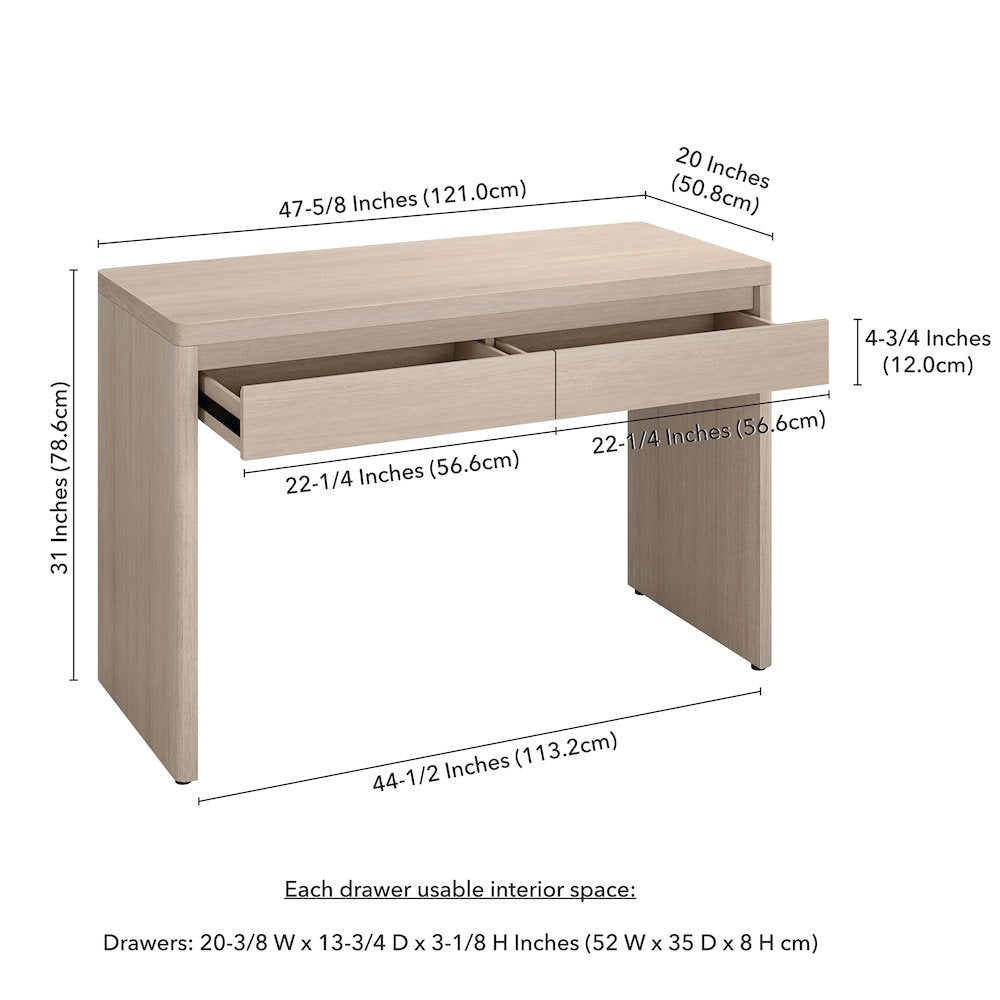 Ashcroft 48'' Wide Rectangular Desk in Alder White