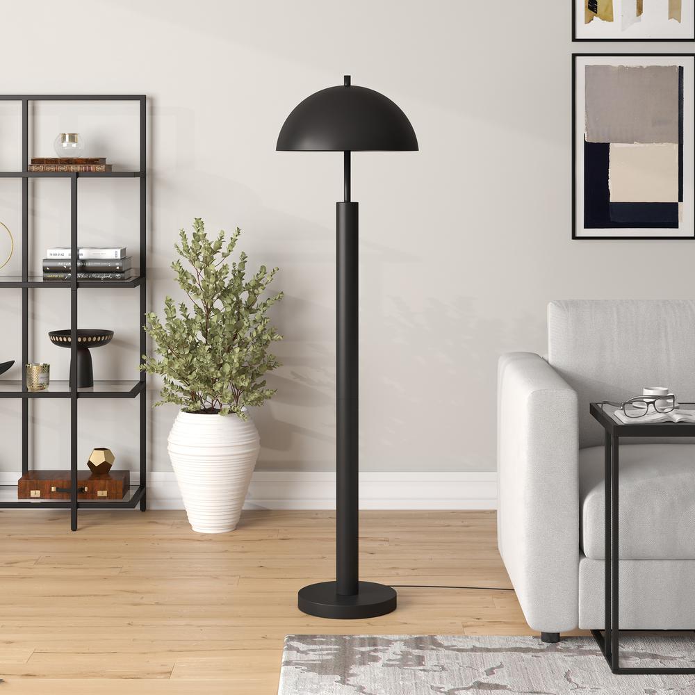 York 58" Tall Floor Lamp with Metal Shade in Blackened Bronze