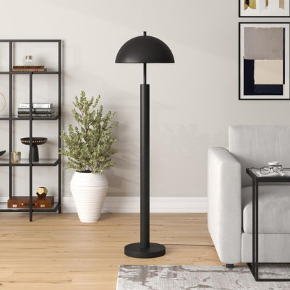 York 58" Tall Floor Lamp with Metal Shade in Blackened Bronze