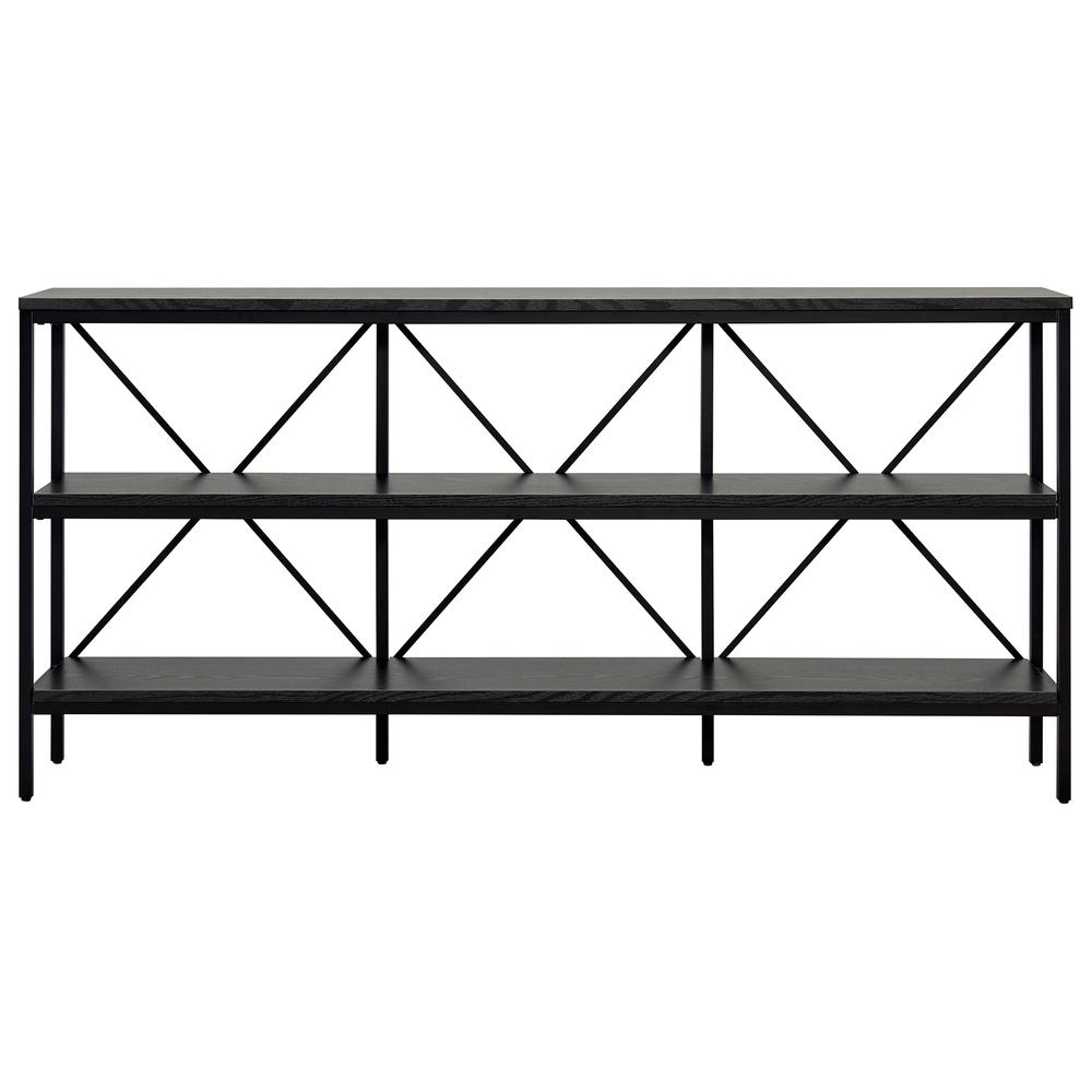 Kira 64" Wide Rectangular Console Table in Blackened Bronze/Black Grain