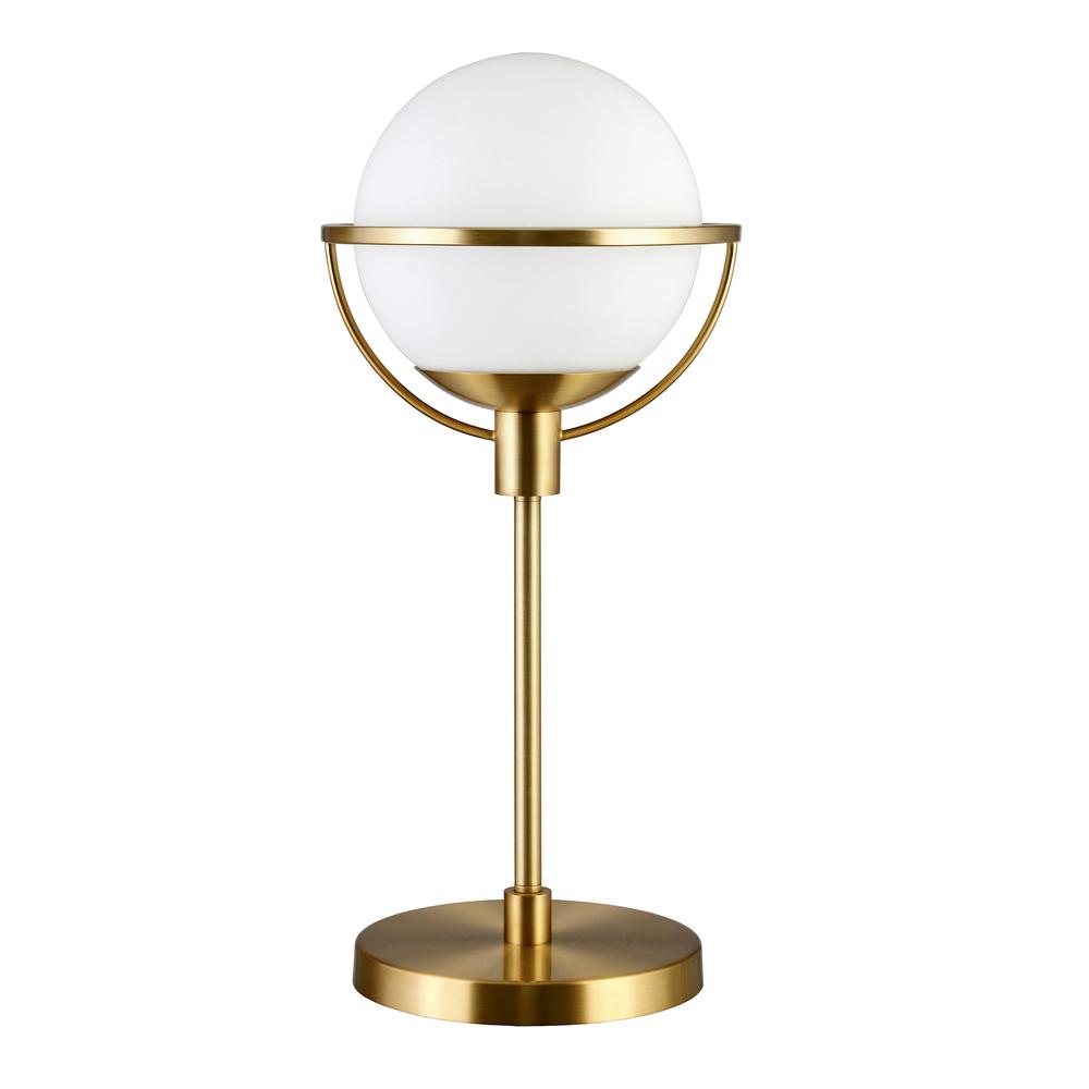 Cieonna 21" Tall Globe & Stem Table Lamp with Glass Shade in Brass/Clear