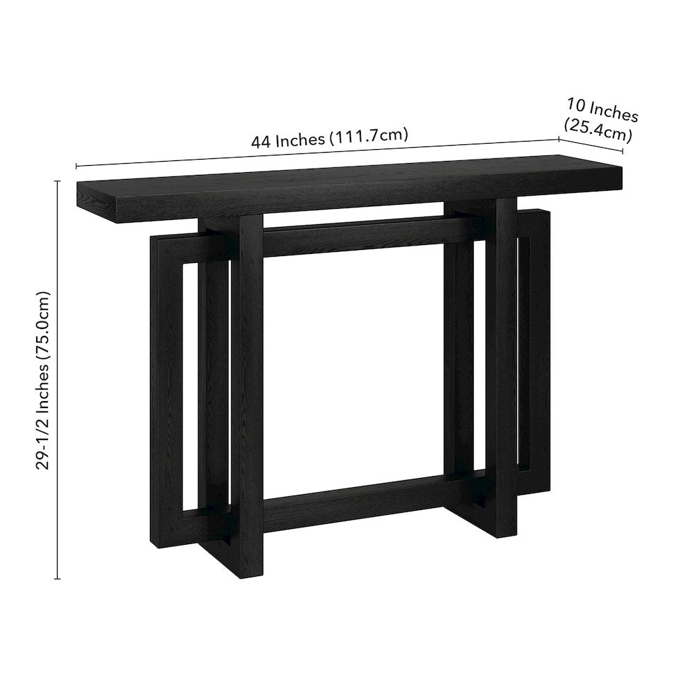 Breslow 44" Wide Rectangular Console Table in Black Grain
