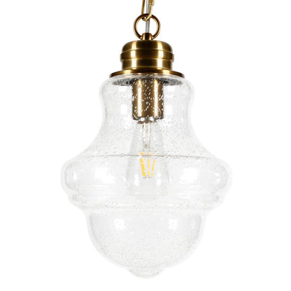 Annie 9.13" Wide Pendant with Glass Shade in Brass/Seeded