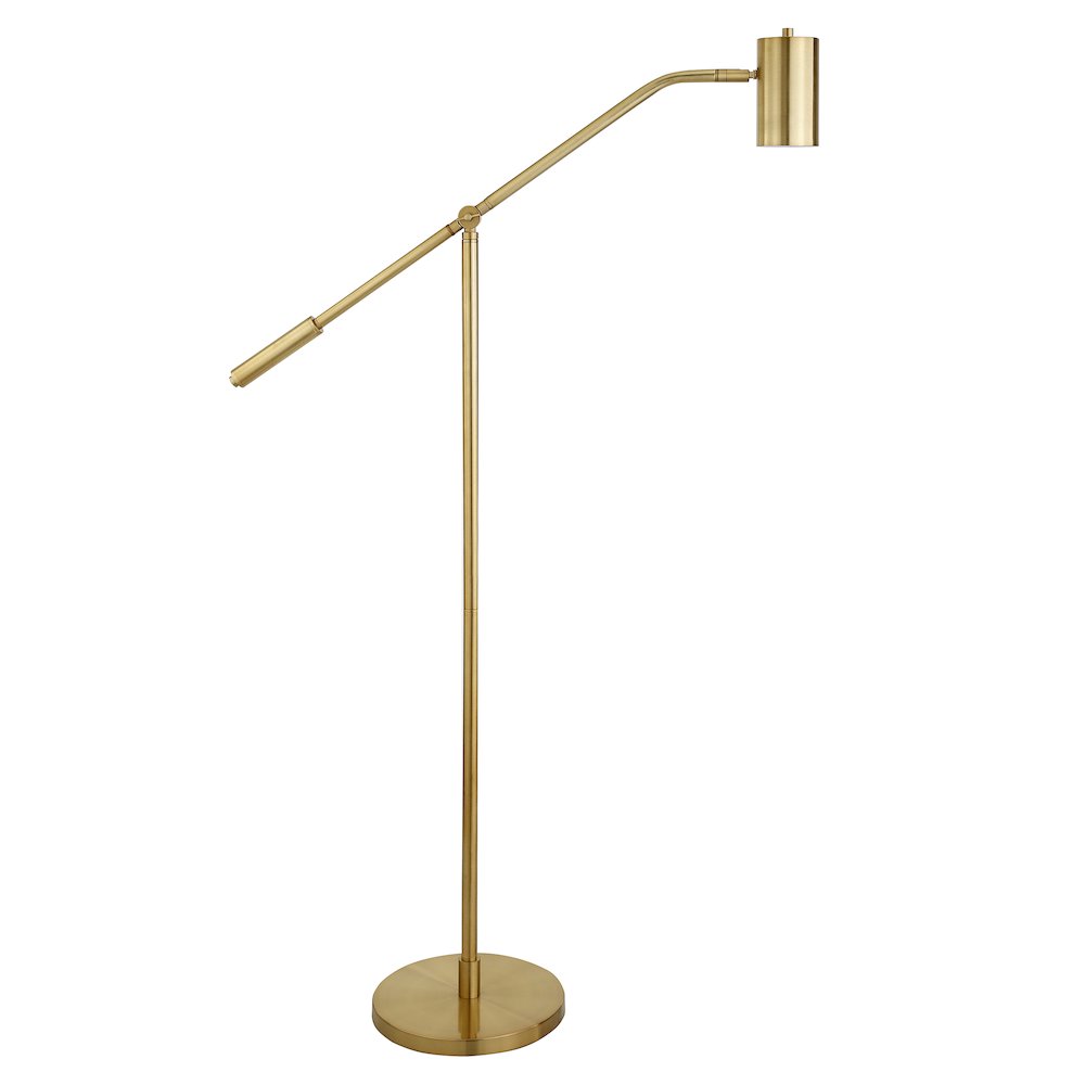 Willis Pharmacy Floor Lamp with Metal Shade in Brass/Brass