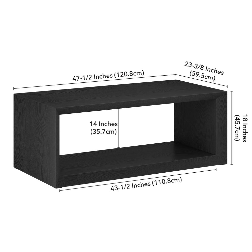 Osmond 48" Wide Rectangular Coffee Table in Black Grain