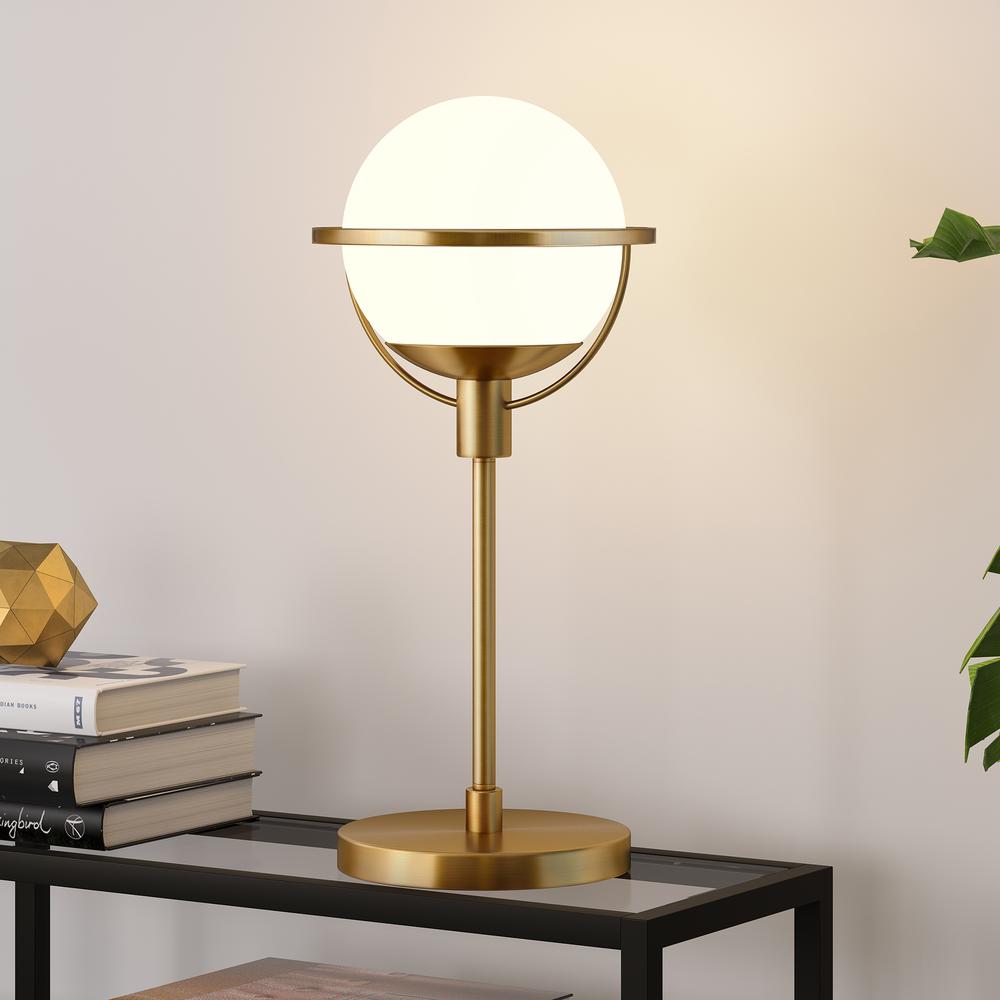 Cieonna 21" Tall Globe & Stem Table Lamp with Glass Shade in Brass/Clear