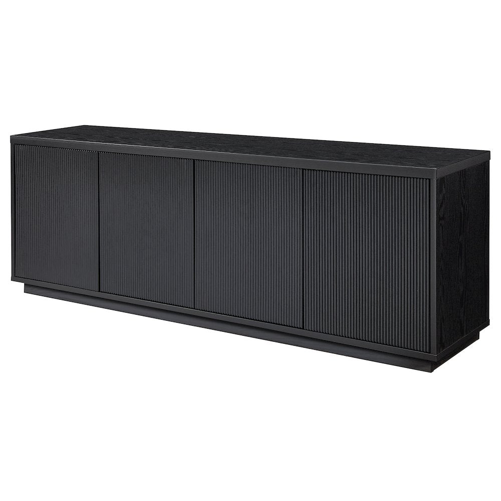 TV Stand for TVs up to 75",  2 Concealed Ribbed Storage Cabinets, Natural Black