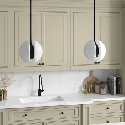 Kyriana 10" Wide 2-Light Pendant with Glass Shade in Matte Black/White