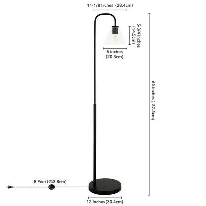 Henderson Arc Floor Lamp with Glass Shade in Blackened Bronze/Clear