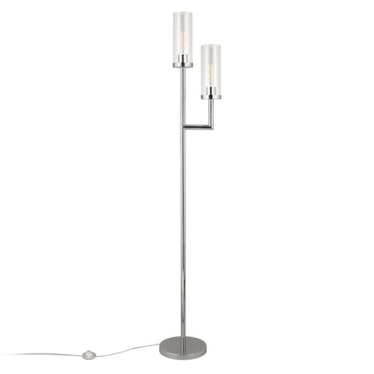 Basso 2-Light Torchiere Floor Lamp with Glass Shade in Polished Nickel/Clear