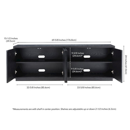TV Stand for TVs up to 75",  2 Concealed Ribbed Storage Cabinets, Natural Black