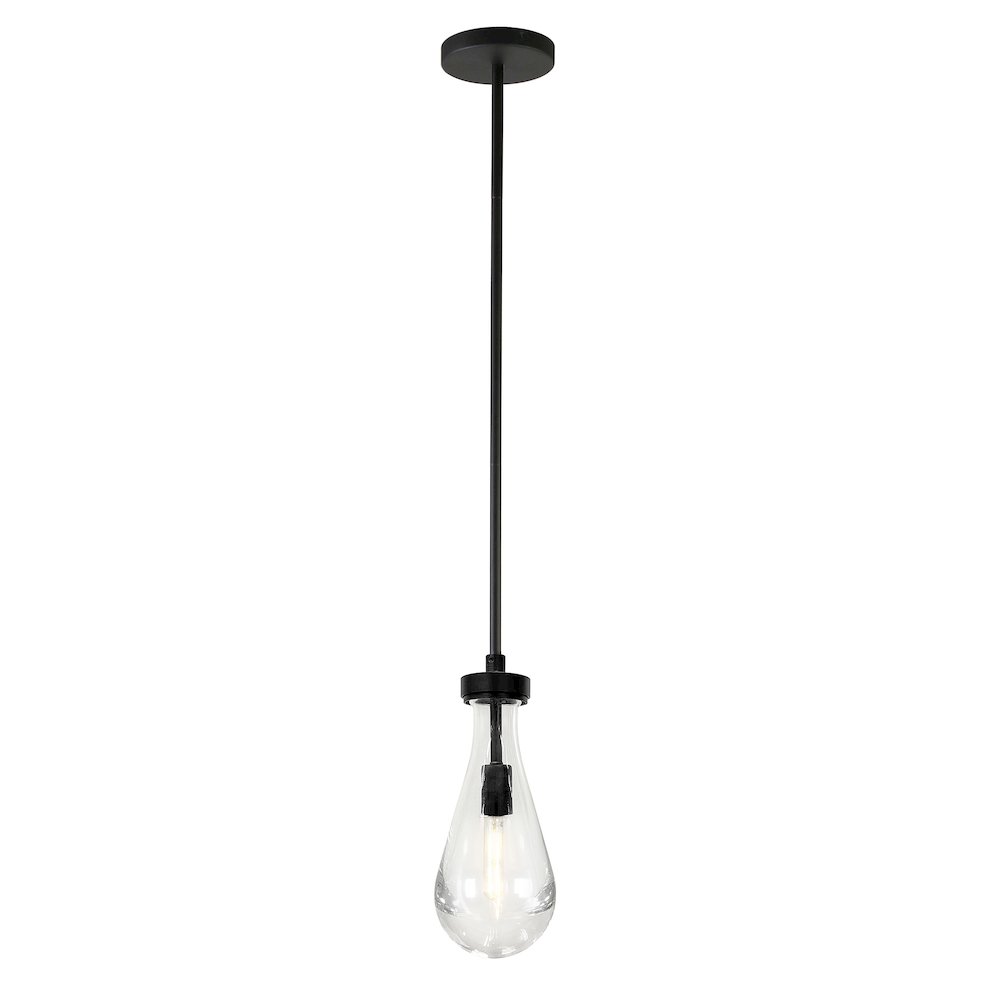 5" Dimmable Pendant Light Fixture with Glass Shade and Height up to 4.5', Black