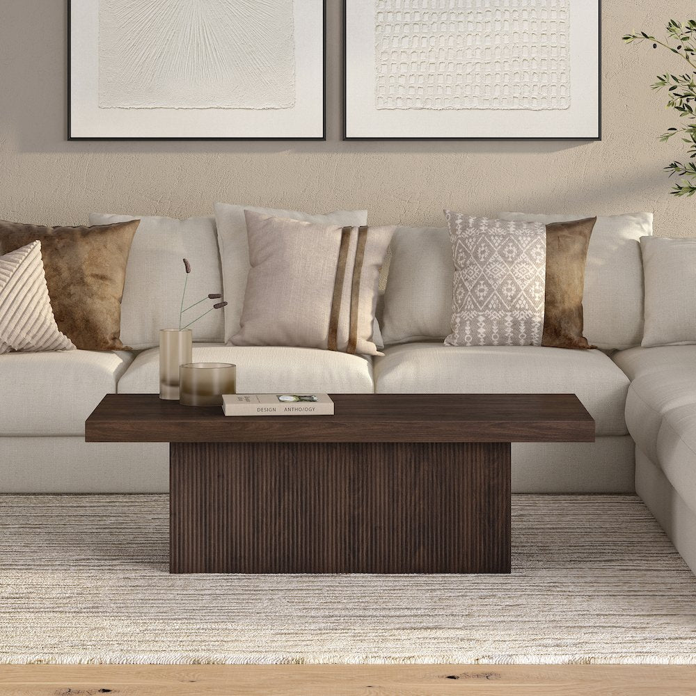Torren 48" Wide Rectangular Coffee Table in Alder Brown