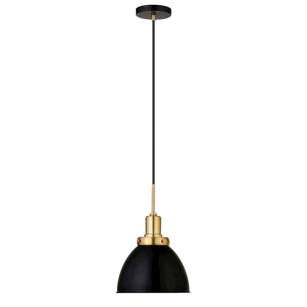 12" Industrial Two-Toned Pendant Light Fixture with  Shade and 8', Ebony/Gold