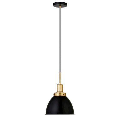 12" Industrial Two-Toned Pendant Light Fixture with  Shade and 8', Ebony/Gold
