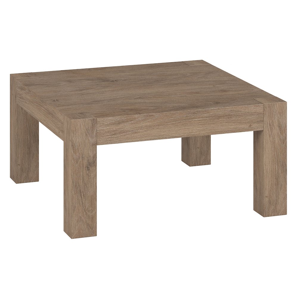 34" Square Coffee Table with Wood Top, Weathered Gray