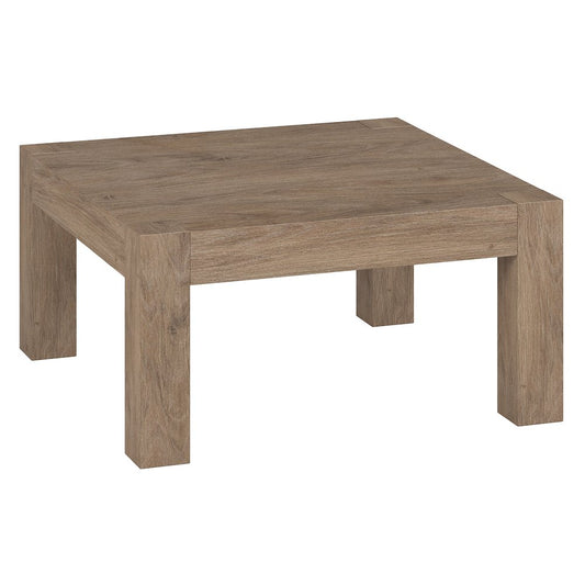 34" Square Coffee Table with Wood Top, Weathered Gray