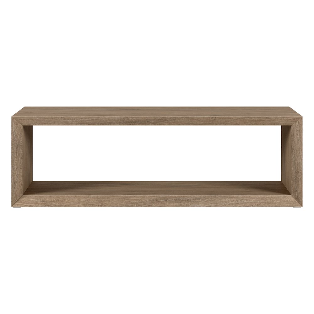 58" Rectangular Coffee Table with Open Storage Shelf, Weathered Gray