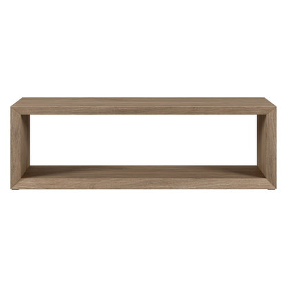 58" Rectangular Coffee Table with Open Storage Shelf, Weathered Gray