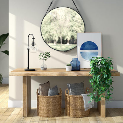Verona 27" Tall Arc Table Lamp with Glass Shade in Blackened Bronze/Seeded