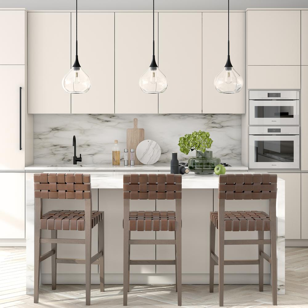 Ida 9.5" Wide Pendant with Glass Shade in Matte Black/Clear