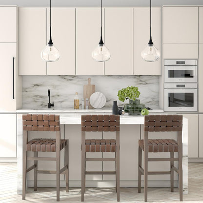 Ida 9.5" Wide Pendant with Glass Shade in Matte Black/Clear