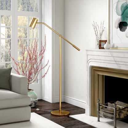 Willis Pharmacy Floor Lamp with Metal Shade in Brass/Brass