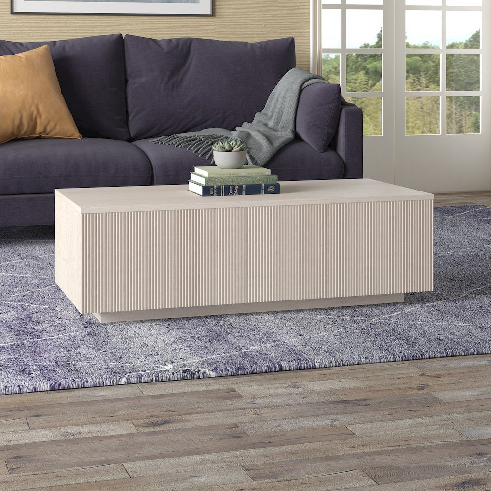 Reyes 48" Wide Rectangular Coffee Table in Alder White