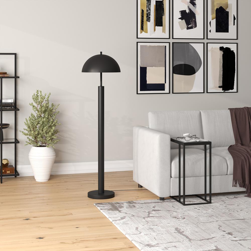 York 58" Tall Floor Lamp with Metal Shade in Blackened Bronze