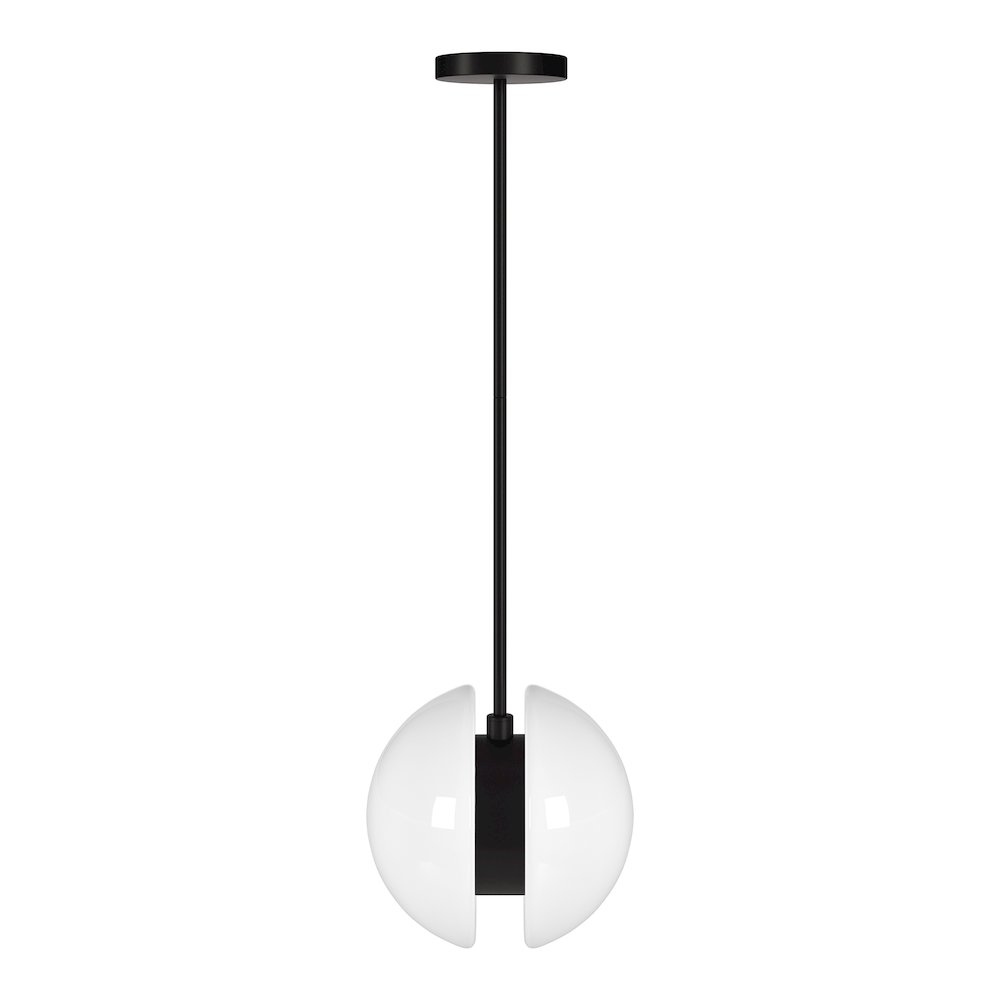 Kyriana 10" Wide 2-Light Pendant with Glass Shade in Matte Black/White
