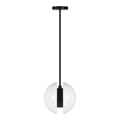 Kyriana 10" Wide 2-Light Pendant with Glass Shade in Matte Black/White