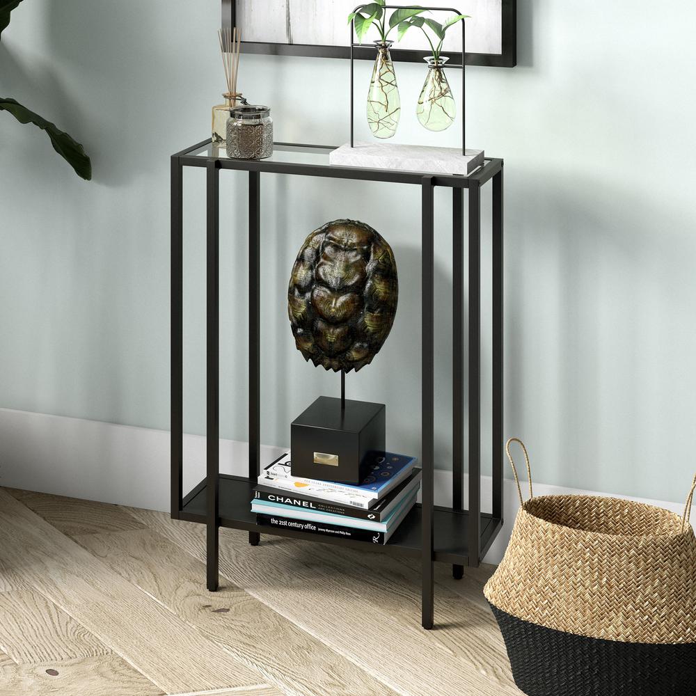 Vireo 22'' Wide Rectangular Console Table with Metal Shelf in Blackened Bronze
