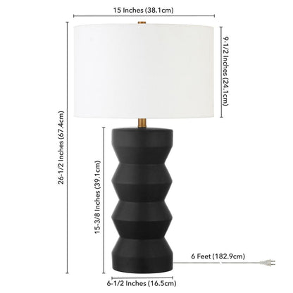 Carlin 28" Tall Ceramic Table Lamp with Fabric Shade in Matte Black/White