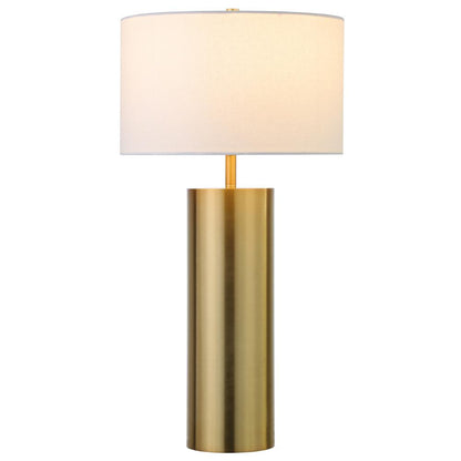 York 29.5" Tall Table Lamp with Fabric Shade in Brass/White