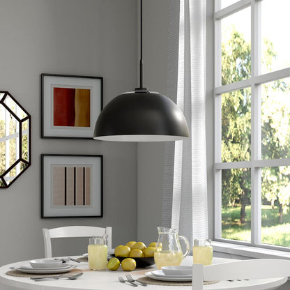 Jordyn 16" Wide Pendant with Metal Shade in Matte Black