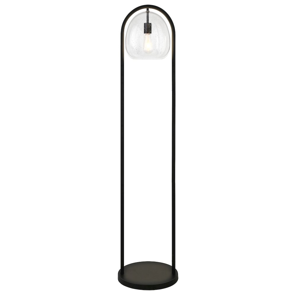 Sydney 64" Floor Lamp with Seeded Glass Shade in Blackened Bronze