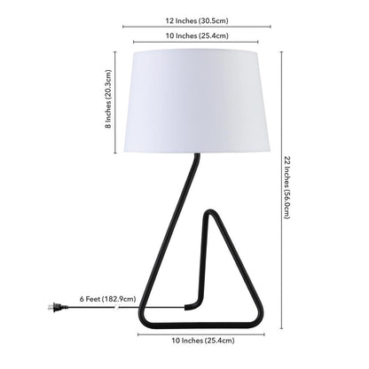 Cora 22" Metal Table Lamp with Fabric Shade in Blackened Bronze