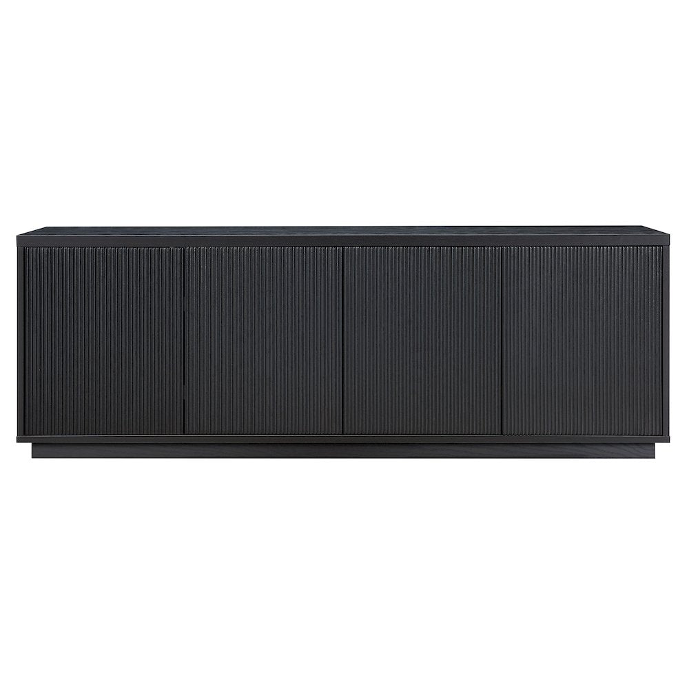 TV Stand for TVs up to 75",  2 Concealed Ribbed Storage Cabinets, Natural Black