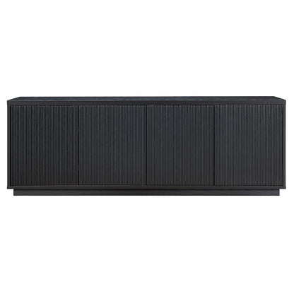 TV Stand for TVs up to 75",  2 Concealed Ribbed Storage Cabinets, Natural Black