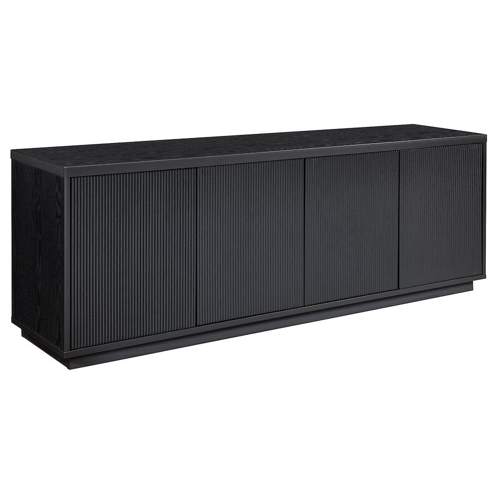 TV Stand for TVs up to 75",  2 Concealed Ribbed Storage Cabinets, Natural Black