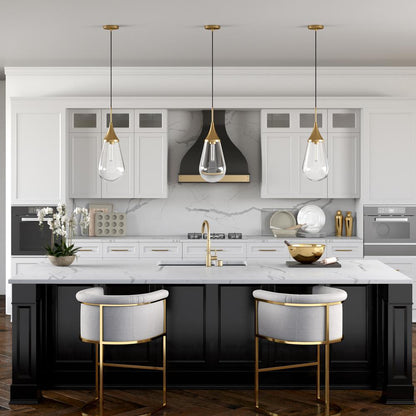 Ambrose 8.63" Wide Pendant with Glass Shade in Brass/Clear