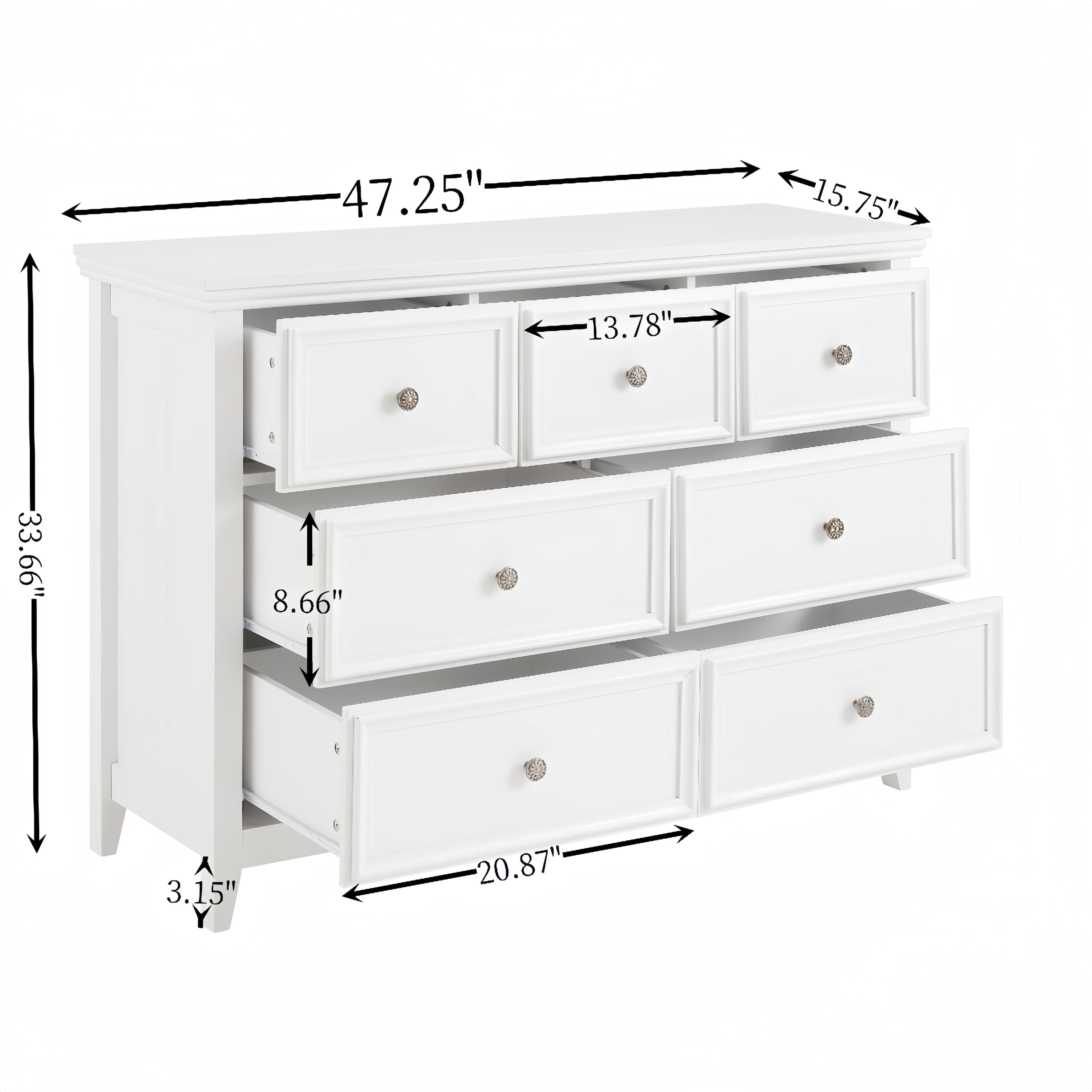 Modern 7 Drawers Dresser 7 Drawers Cabinet,Chest of Drawers Closet Organizers and Storage Clothes Storage Drawers Cabinet for Living Room, Farmhouse Dresser Organizer White