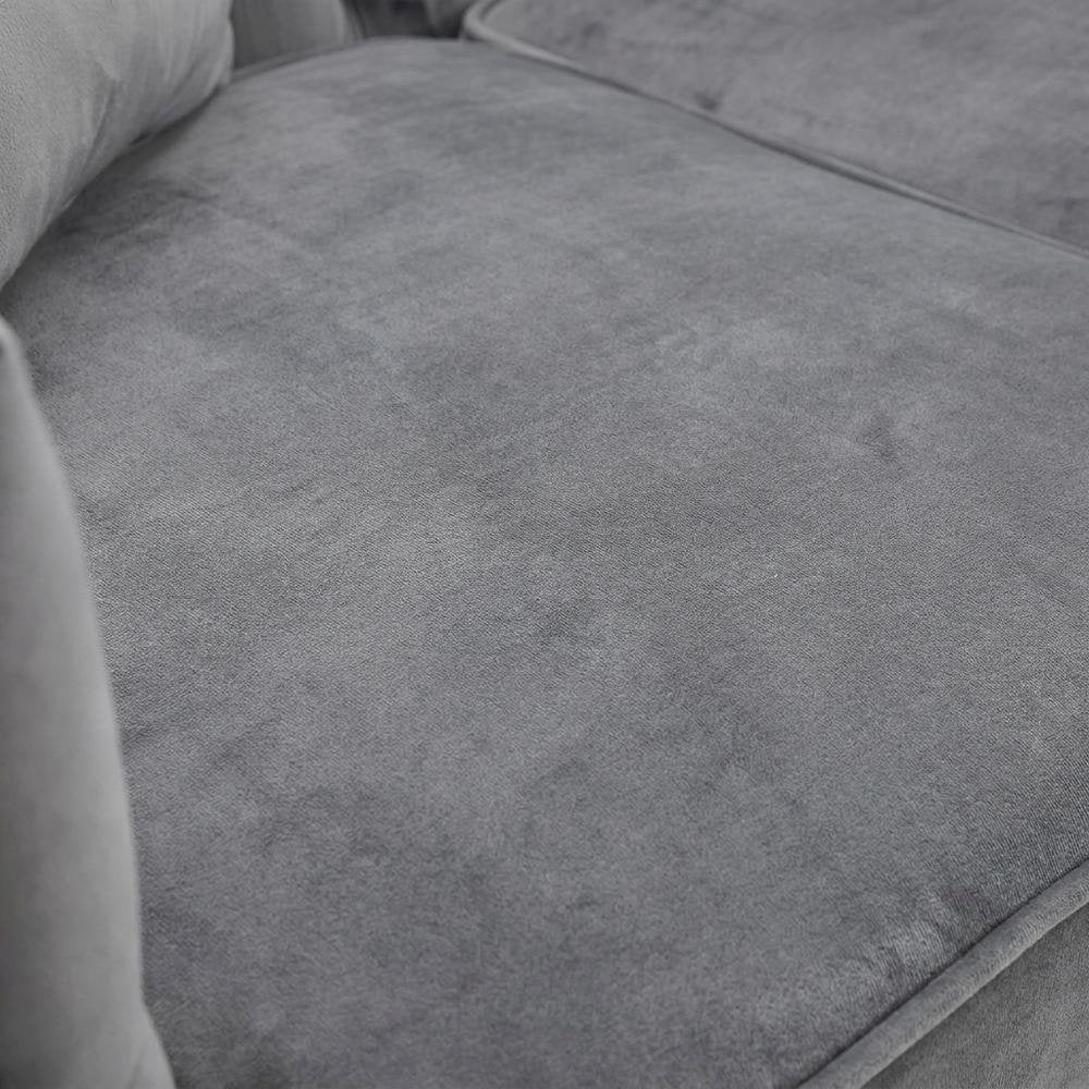 Velvet-Upholstered Loveseat with Button-Tufted Back and Nailhead Trims, Gray